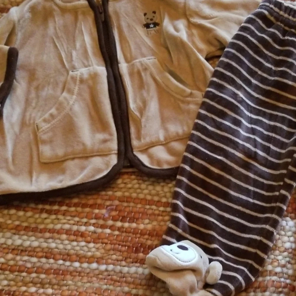 Carters‎ velour puppy pants jacket bundle set 0 3